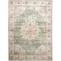 De Onlinewinkelier b.v. Volero - Tapis d'Extérieur Vintage - Médaillon Santo Vert Olive - 80x150cm