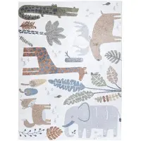 Little Olly Tapis lavable pour enfant | Mace Animals Crème | 120x170cm | Crème | Rectangulaire | Tapis enfants