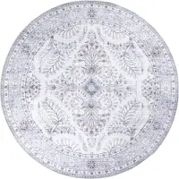 FRAAI Volero - Tapis rond vintage extérieur - Santo Flora Blanc - Ø160cm