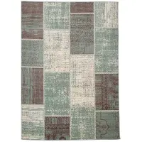 De Onlinewinkelier b.v. Volero - Tapis Patchwork - Vert Printemps/Gris | Élégant - 80x150cm
