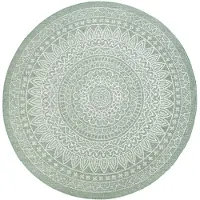 FRAAI Tapis d'extérieur rond | Summer Azteca Vert | Ø 100cm | Vert | Rond | Tapis d'extérieur