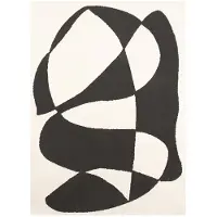 FRAAI Tapis japandi | Yori Abstract Crème/Noir | 140x200cm | Crème | Polyester | Rectangulaire