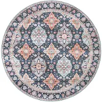 FRAAI Volero - Tapis Rond Vintage - Imagine Oriental Bleu - Ø 100cm