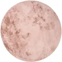 NATURL. Tapis rond à poils longs | Comfy Supreme Rose | Ø 80cm | Rose | Polyester | Rond