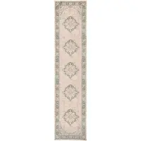 FRAAI Tapis de couloir vintage | Spring Medallion Crème/Vert | 80x300cm | Crème | Tapis de couloir | Tapis