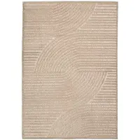 FRAAI Tapis d'intérieur et d'extérieur moderne | Nori Curves Taupe | 80x150cm | Taupe | Rectangulaire | Tapis