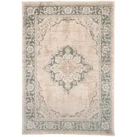 FRAAI Tapis vintage | Spring Medallion Crème/Vert | 140x200cm | Crème | Rectangulaire | Tapis