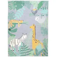 Little Olly Tapis enfant | Jungle Giraffe Multicolore | 80x150cm | Multicolore | Rectangulaire | Tapis enfants