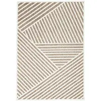 FRAAI Tapis d'intérieur et d'extérieur moderne | Nori Lines Blanc/Taupe | 140x200cm | Blanc | Rectangulaire | Tapis