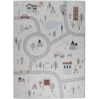 Little Olly Tapis voiture enfant | Rocky Ride Blanc | 80x150cm | Blanc | Rectangulaire | Tapis enfants