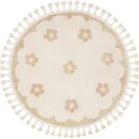 Little Olly Tapis rond lavable pour enfant | Moos Flower Crème | Ø 160cm | Crème | Rond | Tapis enfants