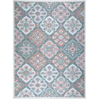FRAAI Tapis d'extérieur bohème | Vedra Tile Bleu | 240x340cm | Bleu | Rectangulaire | Tapis d'extérieur
