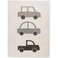 Little Olly Tapis chambre d'enfant | Bowie Auto Crème | 120x170cm | Crème | Rectangulaire | Tapis enfants