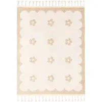 Little Olly Tapis lavable pour enfant | Moos Flower Crème | 200x290cm | Crème | Rectangulaire | Tapis enfants