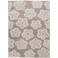 Little Olly Tapis chambre d'enfant | Bowie Flower Taupe | 120x170cm | Taupe | Rectangulaire | Tapis enfants