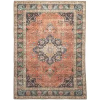 FRAAI Tapis d'intérieur et d'extérieur | kairo Medallion terra/Bleu Foncé | 80x150cm | Terracotta | Rectangulaire | Tapis