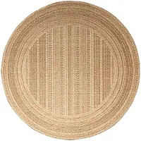 De Onlinewinkelier b.v. Tapis d'extérieur en jute rond | Mavi Stripes Crème/Marron | Ø 100cm | Crème | Rond | Tapis d'extérieur