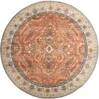 FRAAI Volero - Tapis d'extérieur rond vintage - Santo Flora Terra - Ø 120cm