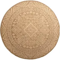 De Onlinewinkelier b.v. Volero - Tapis d'extérieur rond en jute - Mavi médaillon marron/crème - Ø 120cm