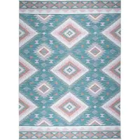 FRAAI Tapis d'extérieur bohème | Vedra Aztec Bleu | 240x340cm | Bleu | Rectangulaire | Tapis d'extérieur