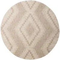 De Onlinewinkelier b.v. Tapis d'extérieur en jute rond | Atlas Diamond Marron/Crème | Ø 120cm | Marron | Rond | Tapis d'extérieur