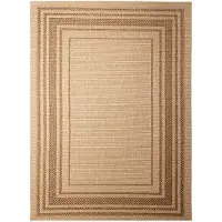 FRAAI Tapis d'extérieur en jute | Mavi Border Crème/Marron | 120x170cm | Crème | Rectangulaire | Tapis d'extérieur