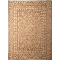 FRAAI Tapis d'extérieur en jute | Mavi Medallion Marron/Crème | 230x330cm | Crème | Rectangulaire | Tapis d'extérieur