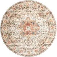 FRAAI Tapis d'intérieur et d'extérieur rond | kairo Medallion Crème/Multicolore | Ø 100cm | Crème | Rond | Tapis