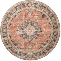 FRAAI Volero - Tapis Rond Intérieur/Extérieur - Kairo Médaillon Terra/Bleu Foncé - Ø 120cm