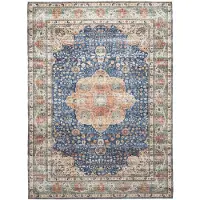 FRAAI Tapis d'intérieur et d'extérieur | kairo Medallion Bleu Foncé/terra | 80x150cm | Bleu | Rectangulaire | Tapis