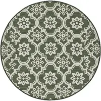 FRAAI Tapis d’extérieur rond – Rio Flower Vert | Ø 140cm | Vert | Rond | Tapis