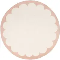 FRAAI Tapis rond lavable – Myrre Rose/Blanc | Ø 160cm | Rose | Rond | Tapis