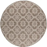 FRAAI Tapis d’extérieur rond – Rio Flower Beige | Ø 140cm | Beige | Rond | Tapis