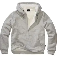 Brandit Veste sweat avec doublure en peluche gris chiné, 3XL