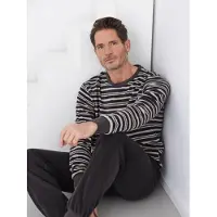 Pastunette Pyjama long 'Urban Essence' crème / brun foncé
