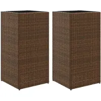 vidaXL Jardinières 2 pcs marron 40x40x80 cm résine tressée