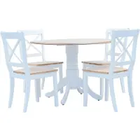 Möbelando vidaXL Ensemble de salle à manger 5 pièces en bois de caoutchouc massif blanc et marron