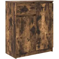 vidaXL Sideboard avec tiroir chêne fumé 71x35x84 cm Bois composite