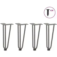 vidaXL Pieds en épingle à cheveux pour table basse 4 pcs. Acier naturel 30 cm massif