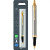 Parker Im Brushed Metal Blue Retractable Push Button Tip Medium Pen Bleu Enfants