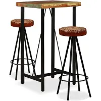 vidaXL Groupe de bar "Peiting" en cuir marron et noir. Dimensions (L/L/H) 60x60x107 cm