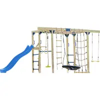 Axi Aire De Jeux En Bois Marron Avec Toboggan Bleu
