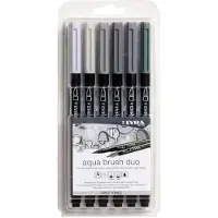 Lyra Feutre Pinceau Aquarellable à Double Pointe Dans Des Tons De Grisblister De 6 Unités Assorti