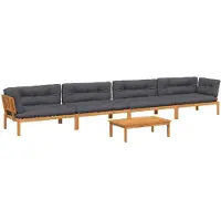vidaXL Ensemble de 5 canapés de jardin en palettes avec coussins en acacia