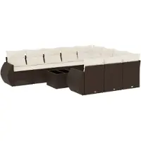 vidaXL Ensemble de salon de jardin 11 pièces avec coussins Marron Poly rotin