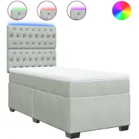 vidaXL Lit boxspring avec matelas gris clair 90x190 cm velours