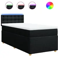 vidaXL Lit boxspring avec matelas noir 80x200 cm tissu