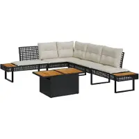 vidaXL Ensemble de salon de jardin 2 pièces avec coussins noir poly rotin