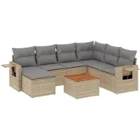 vidaXL Ensemble de jardin canapé 8 pièces avec coussins Beige Poly Rattan