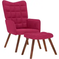 vidaXL Fauteuil relax avec pouf vin rouge velours